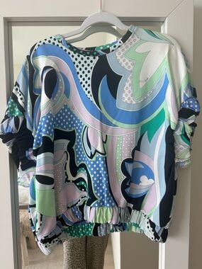Emilio Pucci Abstract Swirl Pullover in Blue, Mint & Pink